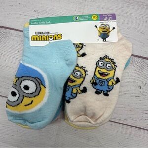 10 Minions Toddler Ankle Socks 4T-5T Yellow Blue Bits Girls Kids New